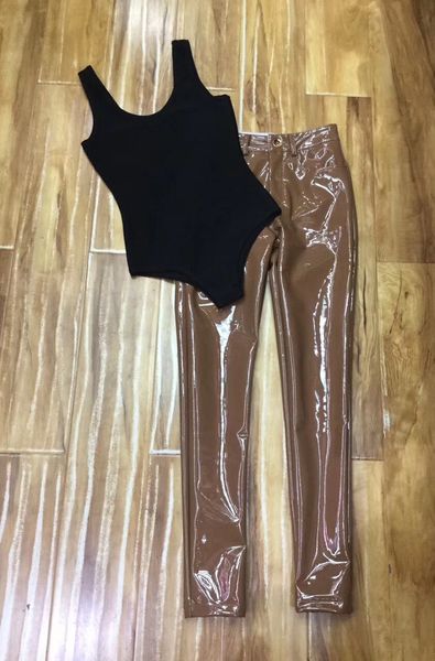 

black leather celebrity bodysuit pant two parts set from return home party 0ygf