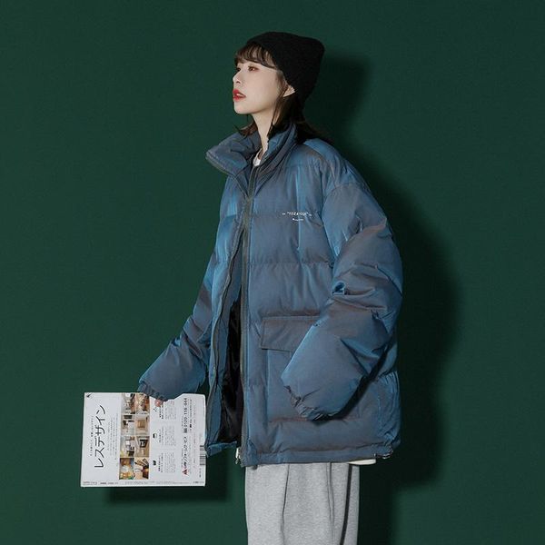 

women's jackets 2021 reflective down padded parka jacket harajuku bf loose thick warm short parkas women fashion coat, Black;brown