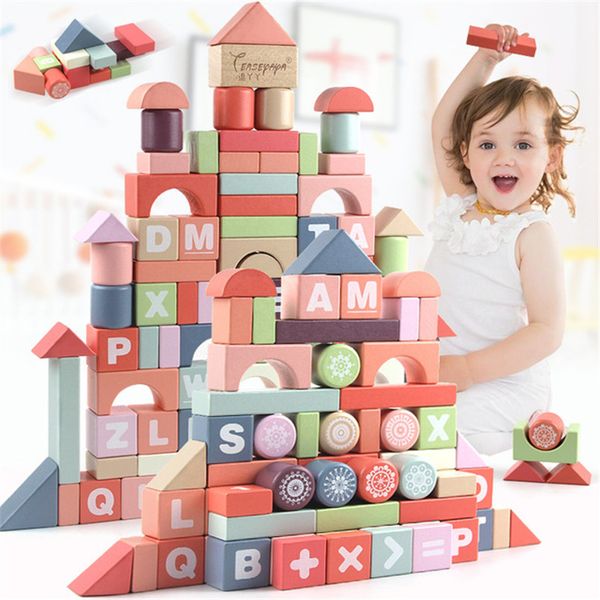 

94pcs/set large size model building kits wooden lepin blocks kids toy digital letters assembly block intellectual educational wooden baby to