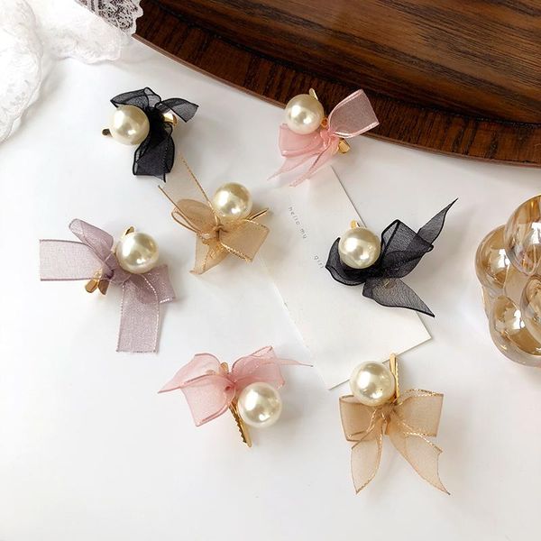 

hair clips & barrettes handmade pearls pin for women fashion bowknot headwear girls sweet clip accessories, Golden;silver