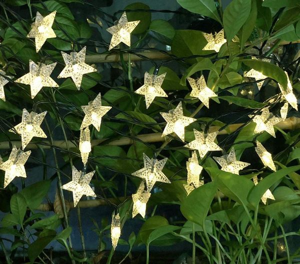 

solar lamps 6m 50leds star string fairy light warm white outdoor garden christmas party decoration lights for