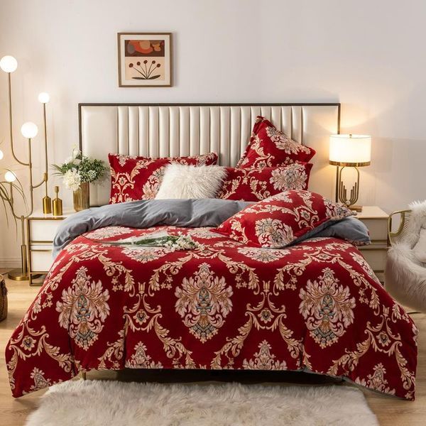 

bedding sets flannel fleece duvet cover set bed sheet pillowcases twin double  soft warm luxury 4pcs with zipper