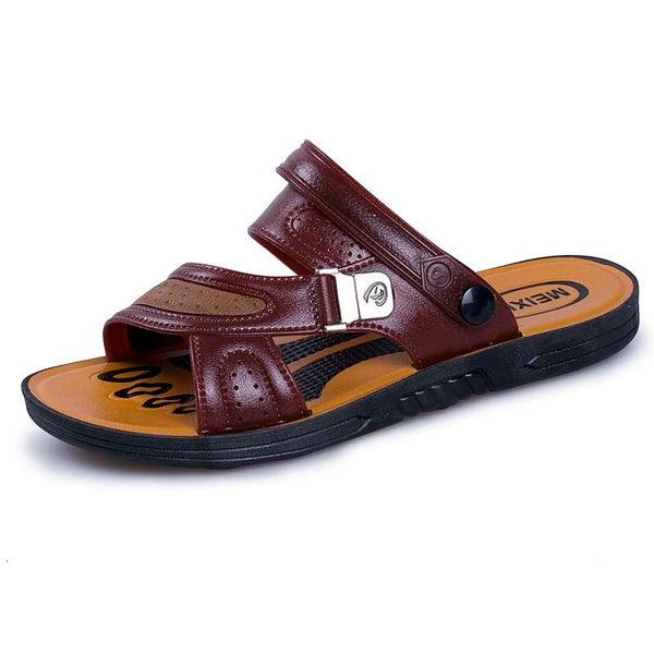 

classic men summer rome learn soft comfortable male outdoor beach slippers slip-on man sandals, Black