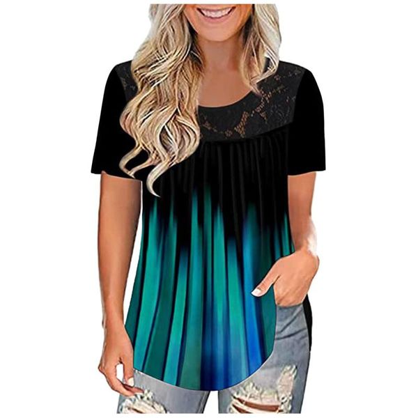 

women's t-shirt women lace print splicing t-shirts fashion o-neck short sleeve tee summer clothing blusas mujer 2021, White