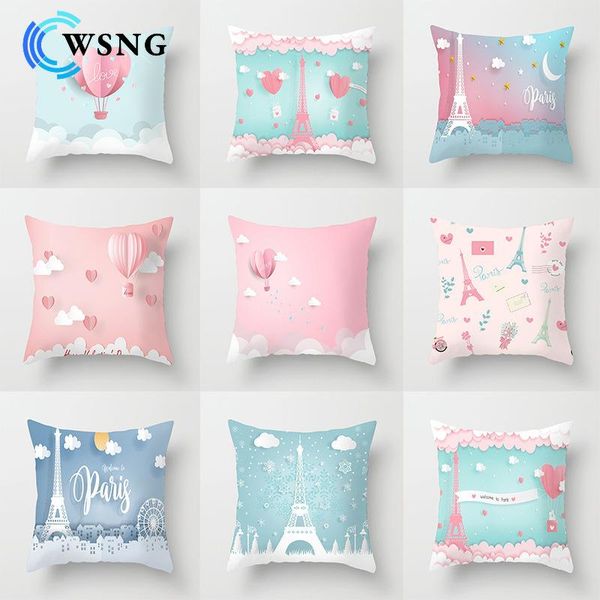 

cushion/decorative pillow romantic paris tower air balloon mat cover valentine's pillowcase living room bedroom sofa car home decoratio