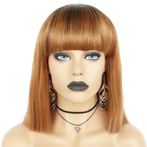 

synthetic wigs lady shoulder length blonde straight wig 100% kanekalon with bang for women daily party use nature looking, Black