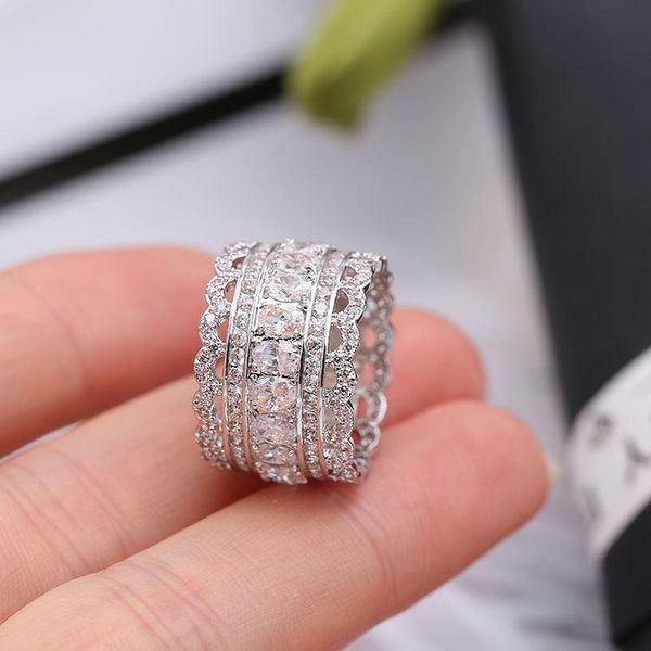 

wedding rings swour bridal jewelry white gold color gift cz cubic zircon lace finger ring s207, Slivery;golden