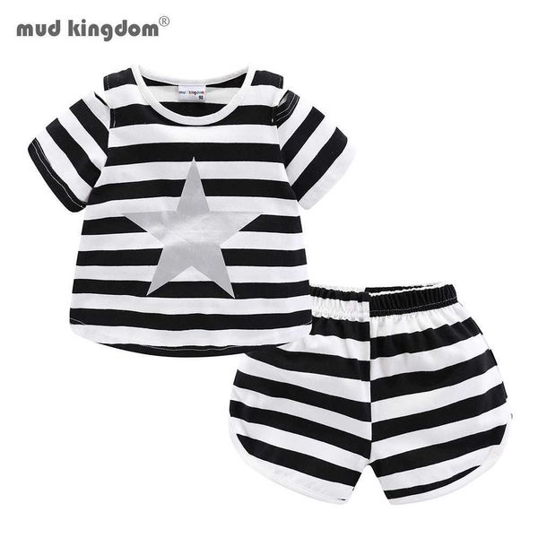 Mudkingdom Cold Been Girls одежда набор полоса милая девушка короткие наряды звезда лето детская одежда костюм Chidleren 2 шт. 210615