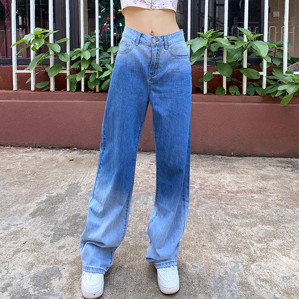 

women's pants & capris high street mid-waist trousers wide-leg women punk style casual wear jeans autumn loose retro female, Black;white