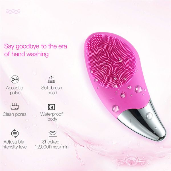 

electric sonic facial cleansing brush silicone face massager rechargeable gentle exfoliating deep pore clean washable skin care