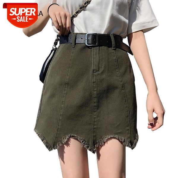 

Harajuku Denim Skirt Women High Waist A-line Female Ladies Mini Skirts Fashion Summer Women's Denim Short Skirts with Belt #FY1B, Black