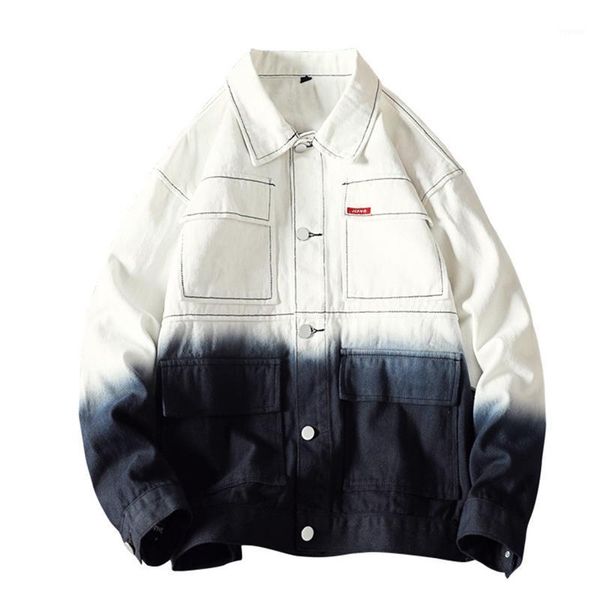 

men's jackets men gradient lapel denim jacket long sleeve fashion fall products slim, Black;brown