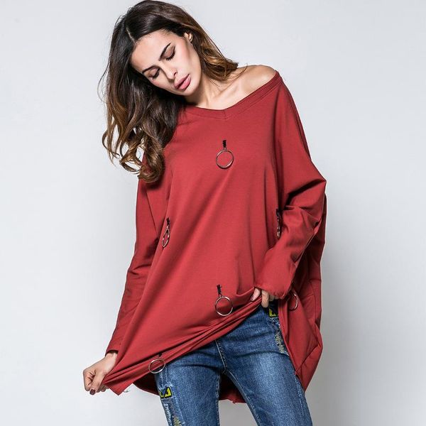 

women's hoodies & sweatshirts fashion hanging ring decoration woman spring autumn clothing sweatshirt casual loose, Black