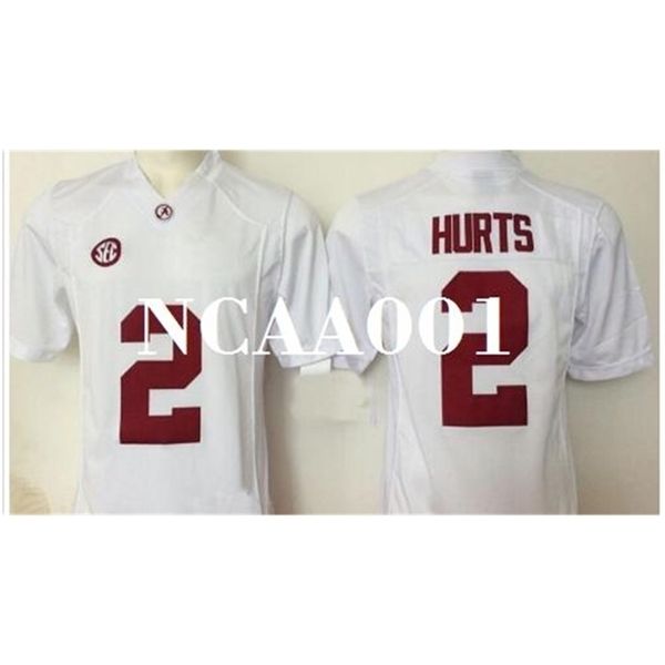 

668 #2 jalen hurts alabama crimson tide red black white college jersey or custom any name or number jersey