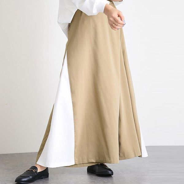 

women's pants & capris wide legs long women 2021 spring summer korean office lady colors patchwork ankle-length causal linen mori girl, Black;white