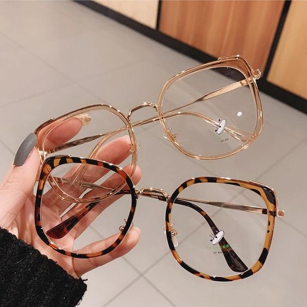 

fashion sunglasses frames 2021 big square anti-blue glasses frame women vintage optical computer eyeglasses men spectacles oculos feminino, Black