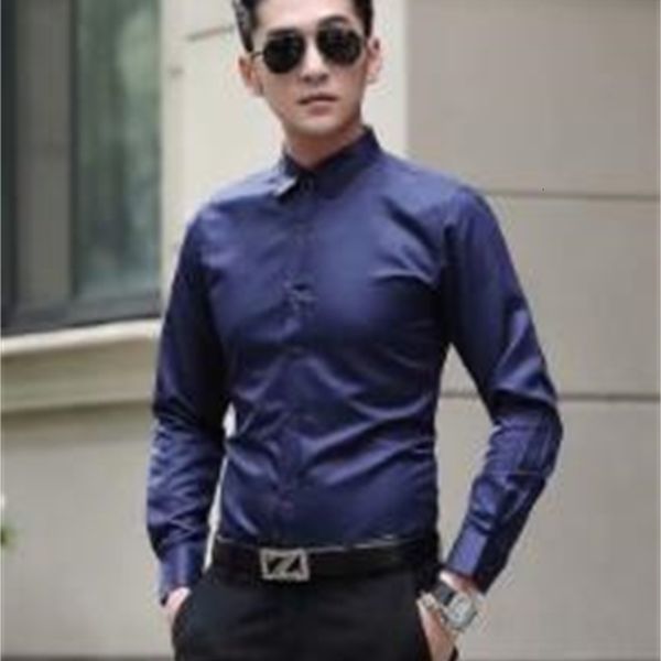 

young slim men white shirt spring and autumn new long sleeve men's shirt plain color dy-207 wxua, Tan;black