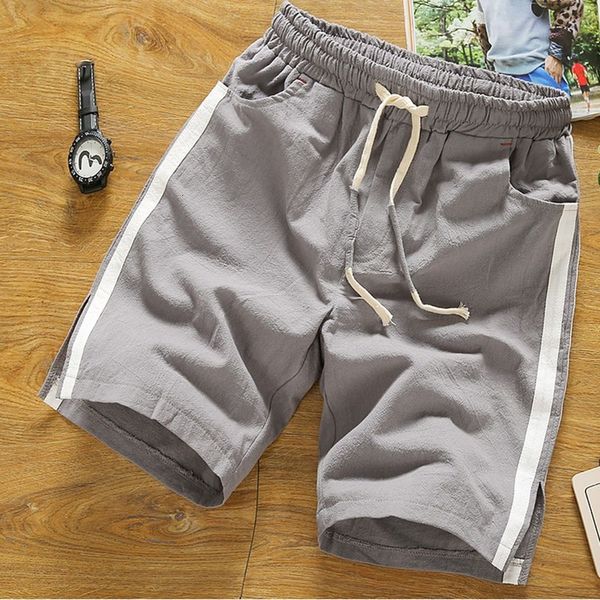 

mode ummer men effen color linens multi-pocket overalls lace-up shorts maat m-xxxl sports stations 40*, White;black