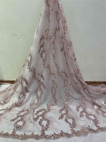 

ribbon factory offers latest lace fabric 2021 heavy hand made beaded with stones fabrics for nigerian weddinglong dresses winn665h, Pink;blue