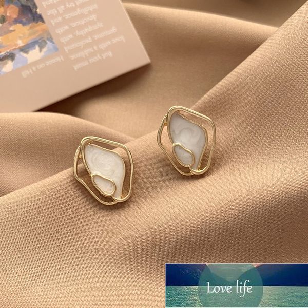 

korean temperament minimalistic geometric irregular shell stud earrings for women personality wild elegant female jewelry Â factory price exp, Golden;silver
