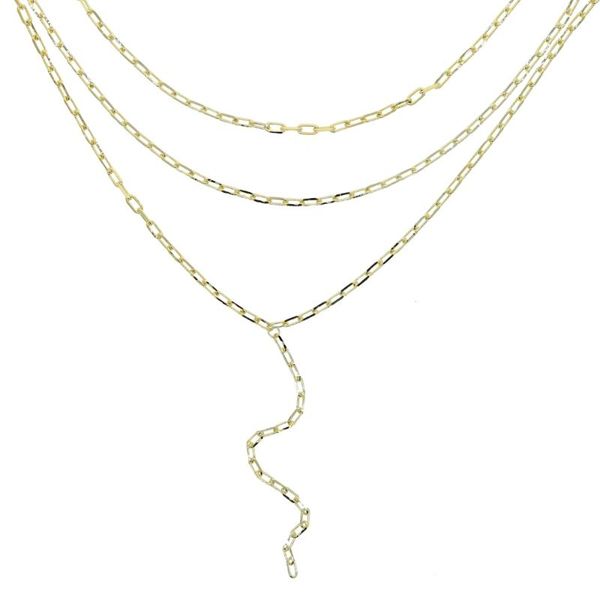

chokers fashion delicate long y necklace gold silver color 3 layer link chain necklaces for women lady charm wedding choker jewelry, Golden;silver