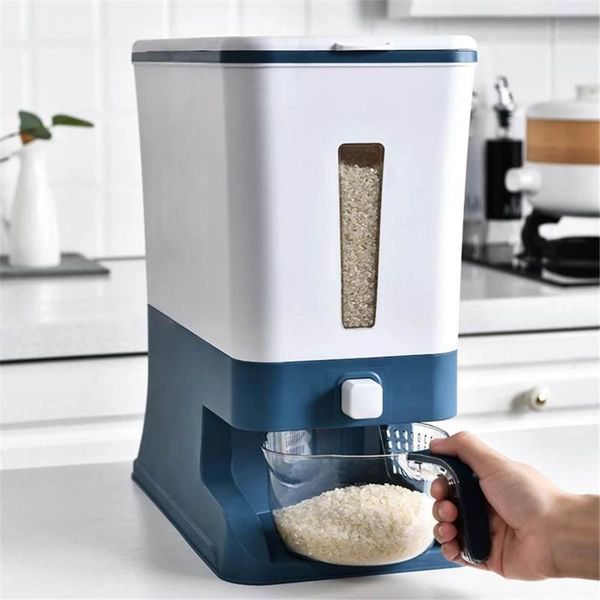 

storage bottles & jars 12kg kitchen rice box automatic cereal dispenser boxs moisture-proof sealed grain bin container