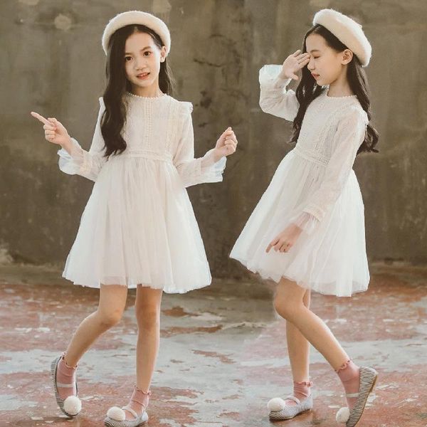 

girl's dresses white lace spring summer girls dress children clothing kids teenager outwear beach special occasion high quality, Red;yellow