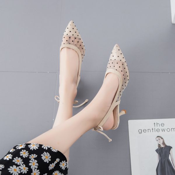 

luxury dress shoes spring fairy's high heel lace strap 2021, Black
