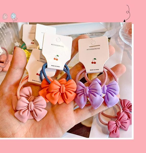 

shuangr 2pcs korea bowknot elastic hair bands girls hair rope ponytail holder bow ties children gum scrunchies, Slivery;white