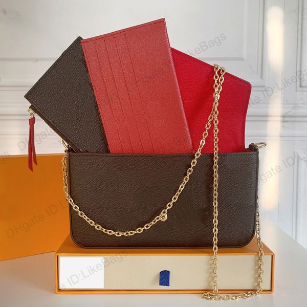 

women vintage shoulder bag multi pochette felicie with box luxury designer handbag purse hobo 3 piece/set clutch wallet crossbody removable8