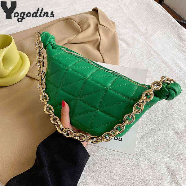 

shopping bags quilted design zipper handbags fashion lingge pu leather shoulder for women clutch simple hobo ladies armpit chain purse220307