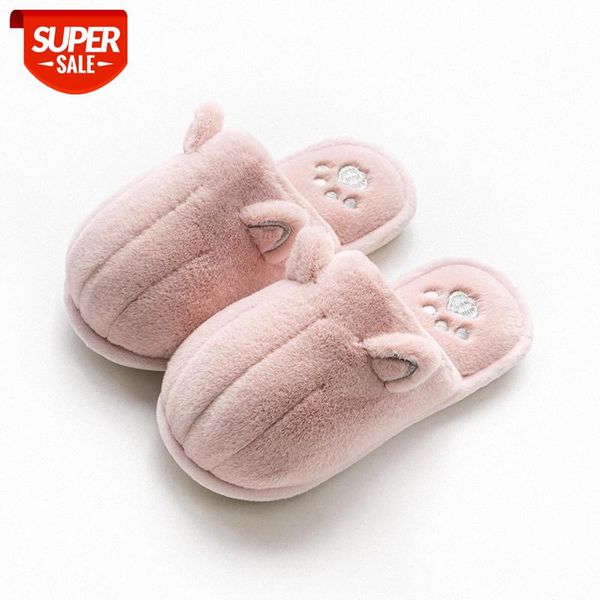 

shoes 2020 women home slippers indoor winter warm cotton slippers female cartoon indoor home cute cat size45 #jf4i, Black
