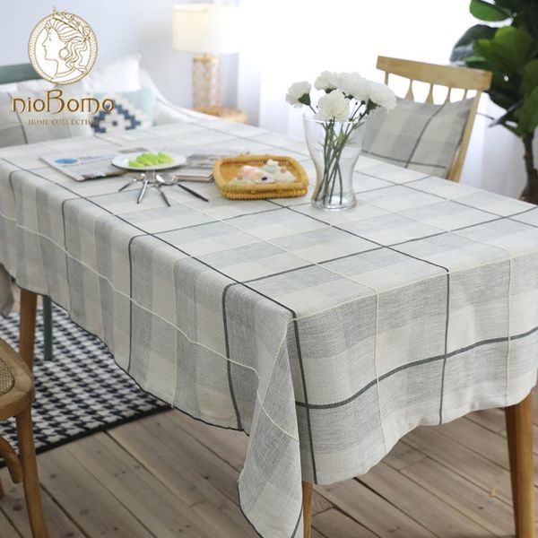 

new product modern cotton linen simple checked table cloth for home table cover for wedding decoration