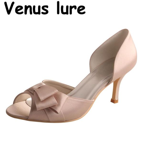 

dress shoes lure peep toe nude with satin bow 8cm heel for wedding, Black