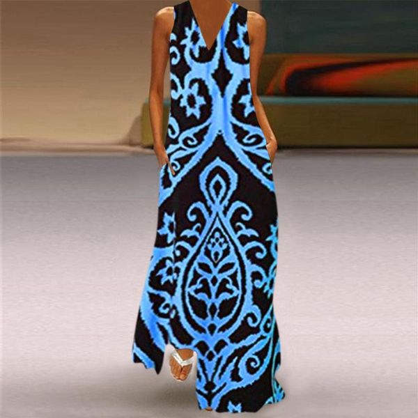 

casual dresses women plus size vestidos girls summer sleeveless print v-neck dress party cami with pockets r5, Black;gray