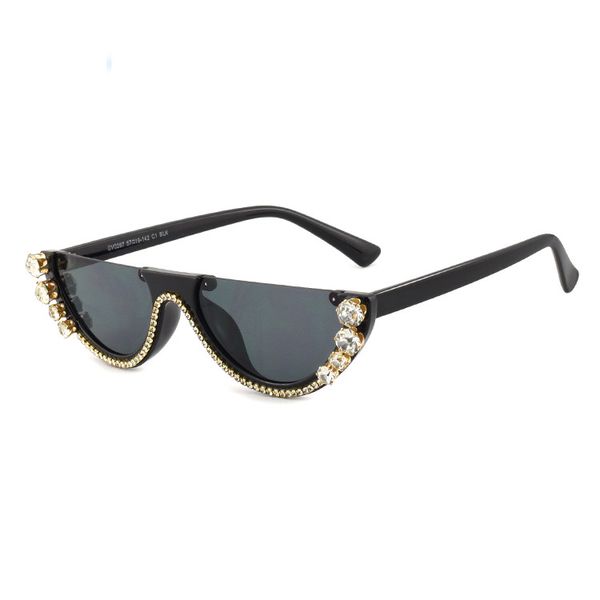 

sunglasses women cat eye diamond half frame sun glasses for female stylish uv400, White;black