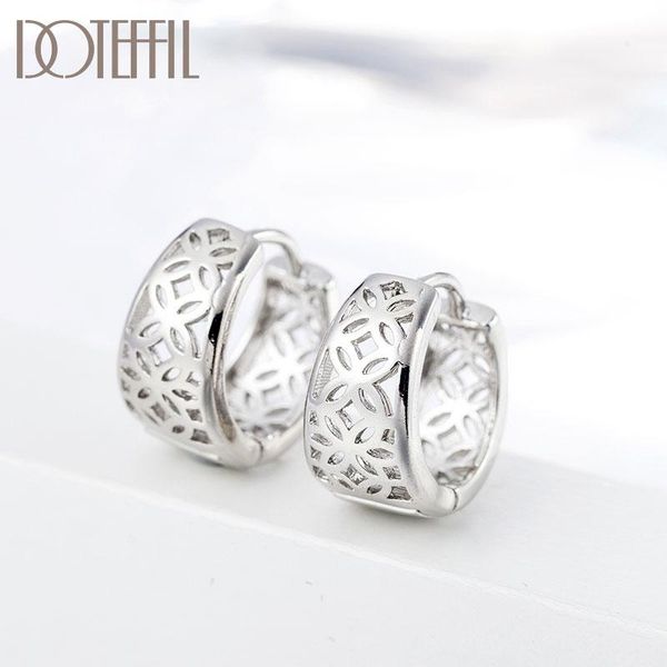 

stud doteffil 925 sterling silver hollow pattern gold earrings for women jewelry cute romantic wedding party gift, Golden;silver