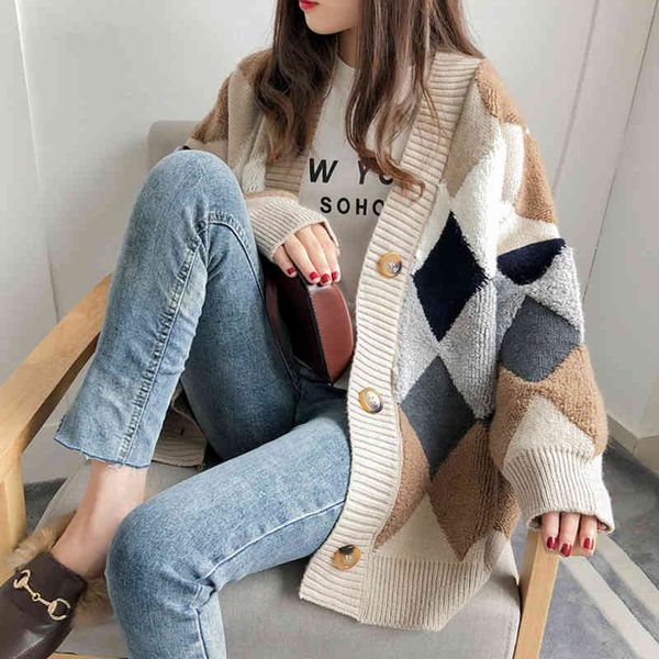 

women's sweaters lazy french-style retro cardigan, thick knitted jacket, medium size, red screen, autumn and winter yv31, White;black
