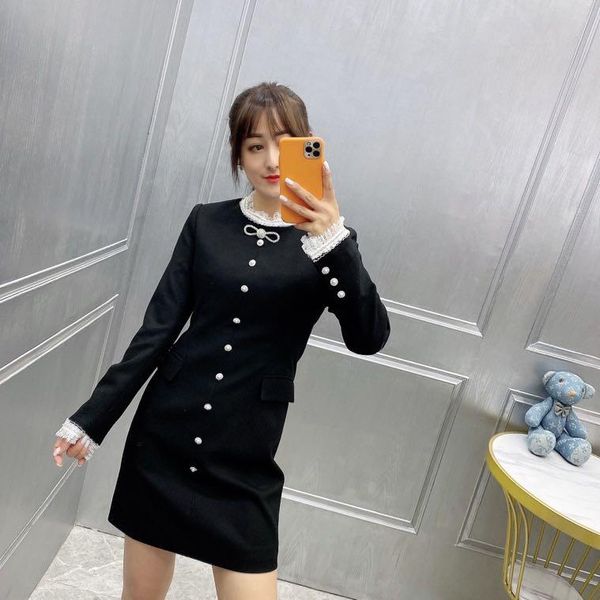 

casual dresses bk10927 fashion women 2021 spring dress luxury european design party style, Black;gray