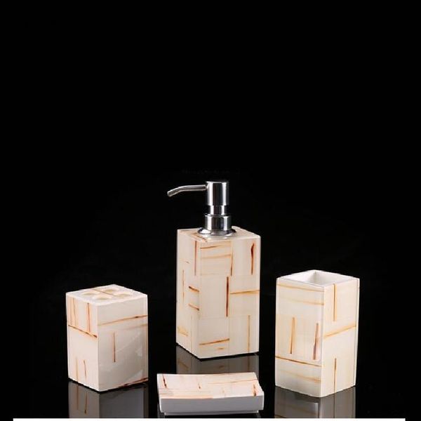 

bath accessory set european brown pattern bathroom resin liquid soap dispenser kit toothbrush holder tumbler tray dish