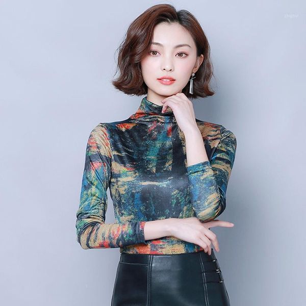 

women's blouses & shirts long sleeve blouse women autumn winter print stand collar office work solid vintage 2021, White