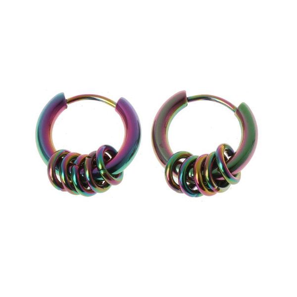 

hip hop titanium steel punk hoop earring cartilage piercing earrings, Golden;silver