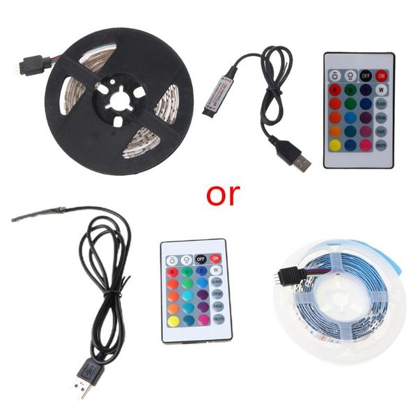 

2021 new dc 5v usb 30 led/m rgb non waterproof flexible led strip light tv back lighting+24 key remote