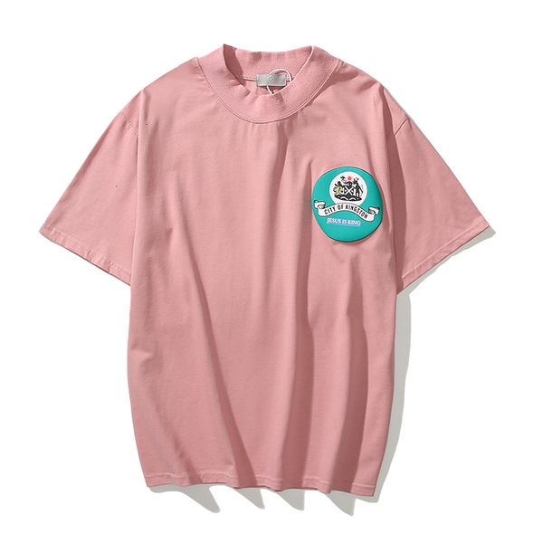 

new 2021 high street kanye west oversize mens t shirt short sleeve cotton loose casual tshirts turtleneck hip hop couple tees p00y, White;black