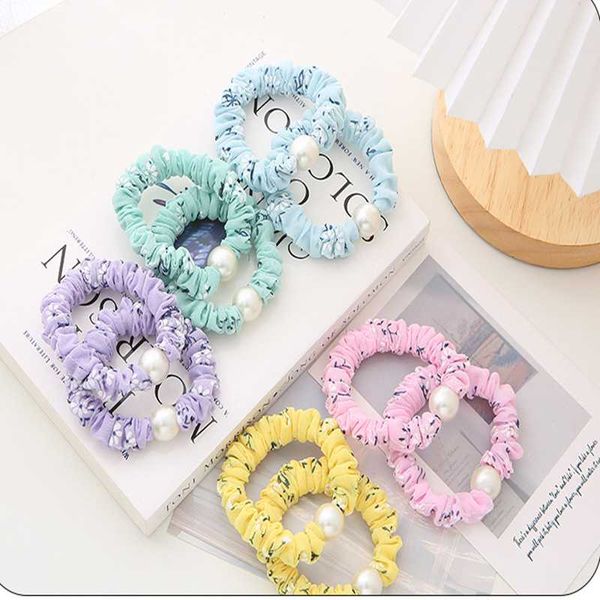 

hair accessories style girls circle pearl head rope high elasticity elastic rubber bands to tie band - purple green blue pink, Slivery;white