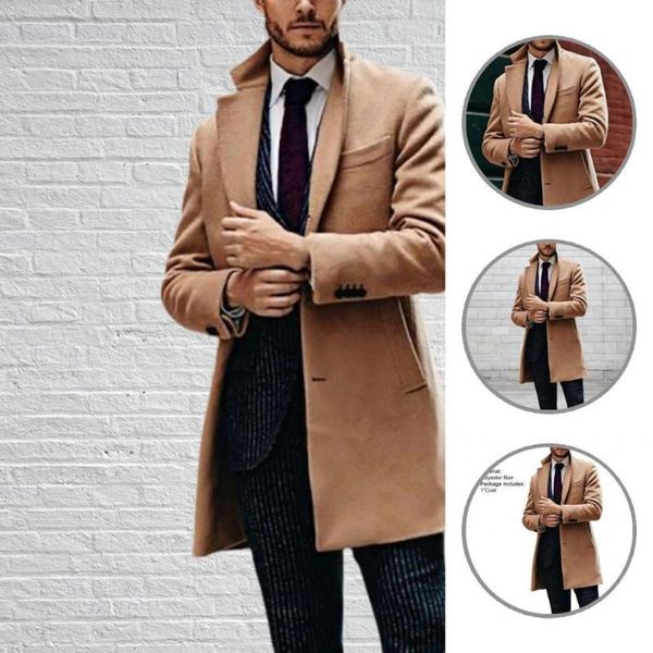 

men's jackets buttons decoration anti-wrinkle men solid color business coat for autumn formal, Black;brown