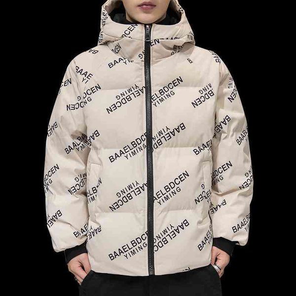 

men's down & parkas down pakas winter cotton padded coat thick zipper jacket fashion letter print cover bomber warm yp1b, Black