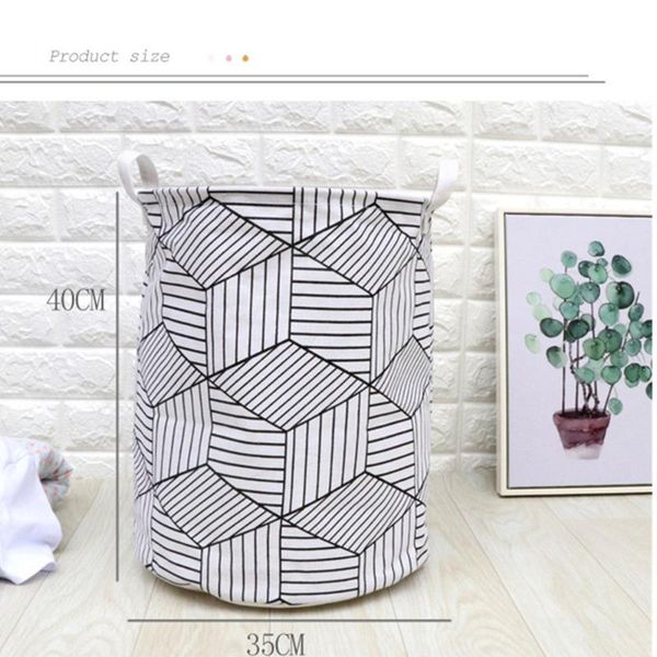

cotton and linen round laundry hampers for bedroom closet collapsible geometric clothing storage bucket practical dirty hamper