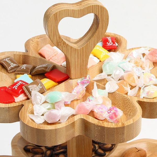 

dishes & plates creative single layer wooden fruit snack rack stand easy assembly dessert cake serving tray candy plate with handle