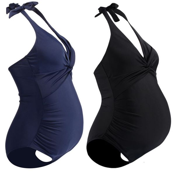

2021 conservative beach pregnant women solid color swimsuit, Red;black